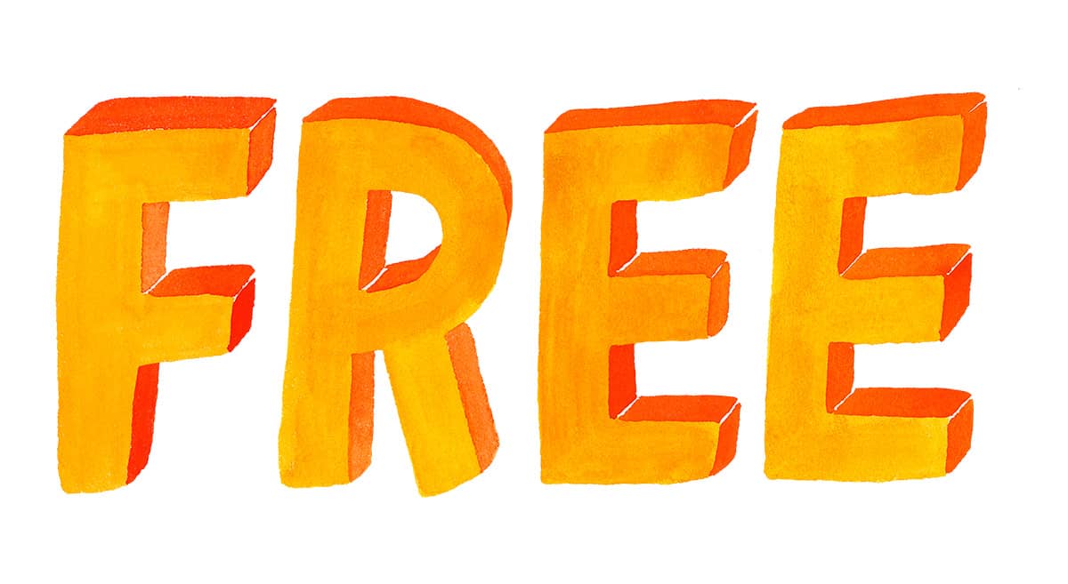 the word free in orange